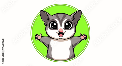 Cute cartoon sugar glider character design.