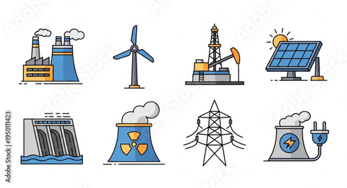 Diverse Energy Sources - Powering the Future with Renewables and Traditional Methods.