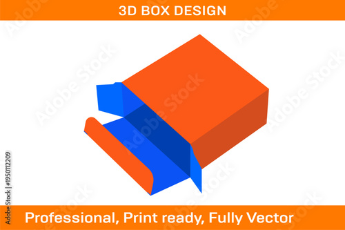 Resizable and editable Tuck End Cosmetic box Dieline template and 3D render box