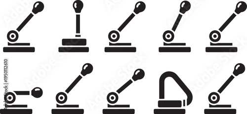 Collection of lever punch icons on transparent background vector set