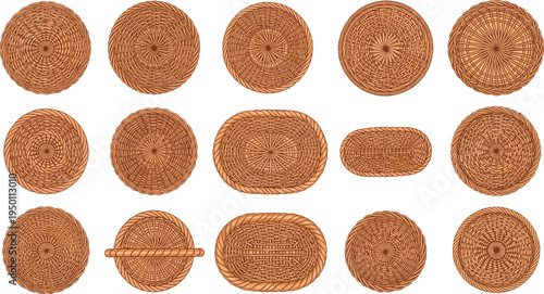 Tableau sur toile Variety of Handwoven Baskets in Different Shapes and Sizes for Storage and Decor