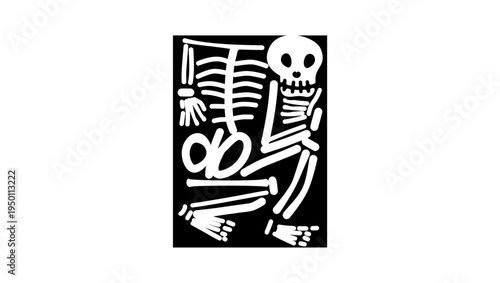 human skeleton symbol, black isolated silhouette