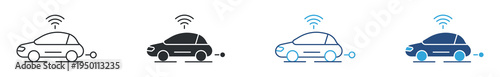 Smart vehicle icon set. Connected car and wireless technology concept. Vector illustration.