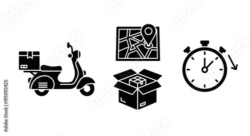 Delivery Service Logistics Icons Set.