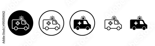 Ambulance icon logo design. ambulance truck sign and symbol. ambulance car