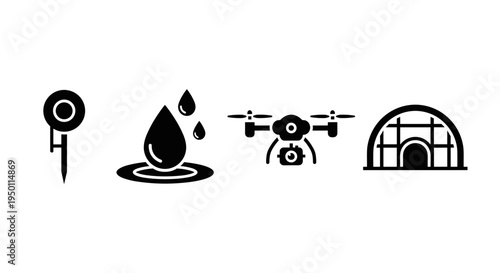 Drone Water Drop Key Greenhouse Icons.