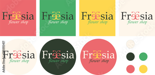 Modern flower shop branding identity with elegant floral logo design and vibrant color palette. Logo variations and brand presentation for a florist business, botanical boutique, or floral shop