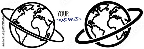 Illustration of two globes with the text your world