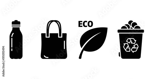 Eco friendly icons on white background.