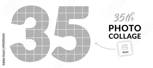 35 photo collage. 35th birthday or 35th anniversary picture collage concept. Vector illustration