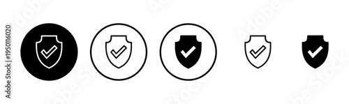 Shield check mark icon logo design. Protection approve sign. Insurance icon