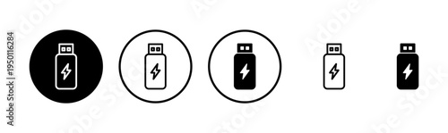 Usb icon logo design. Flash disk sign and symbol. flash drive sign. usb charging