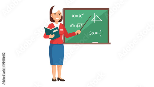 Classroom Wisdom: A dedicated teacher, poised and knowledgeable, elucidates complex mathematical concepts, fostering learning and understanding within a dynamic academic setting.