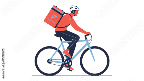 Cycling Delivery: A diligent delivery person cycles purposefully with a thermal bag, embodying speed and dependability. Emphasizing efficient and sustainable service.