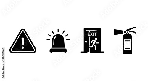 Emergency exit and safety signs.