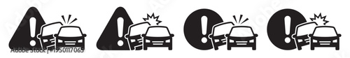 Car accident warning icon, Car crash icon, vector illustration