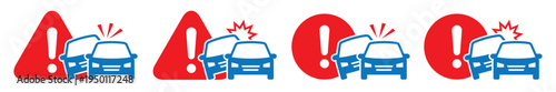 Car accident warning icon, Car crash icon, vector illustration
