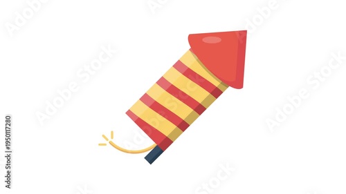 A whimsical cartoon rocket adorned with yellow and red stripes, illustrated against a bright backdrop.