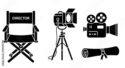 Film making equipment and director chair.