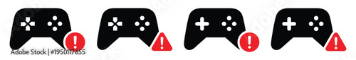 Joystick warning icon. Game console error set icon, vector illustration