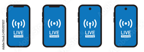 Live streaming on phone icon illustration