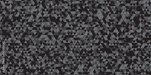 Vector black and gray overlapping polygon square texture seamless geometric mosaic pattern. Minimal paper geometric white and gray low polygon triangle. vector paper origami wallpaper background.