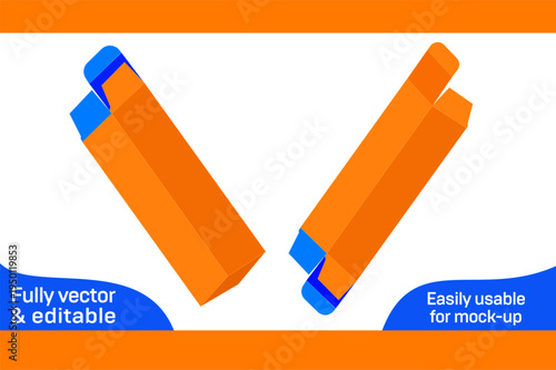 Food cardboard reverse tuck end folding box (1.38x1.38x6.91) inch Die cut template 3D box