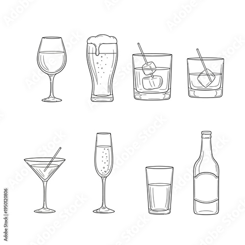 Variety of alcoholic drink glasses.