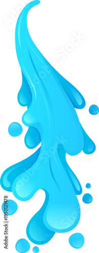 Blue water splash dropping with liquid drops