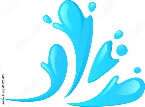 Blue water splash dropping liquid flow vector