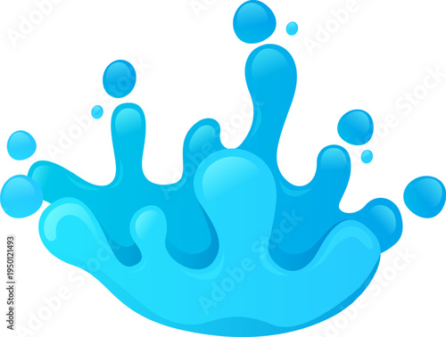 Water splash with bubbles bursting clear liquid