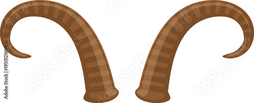 Brown ram horns vector illustration on white