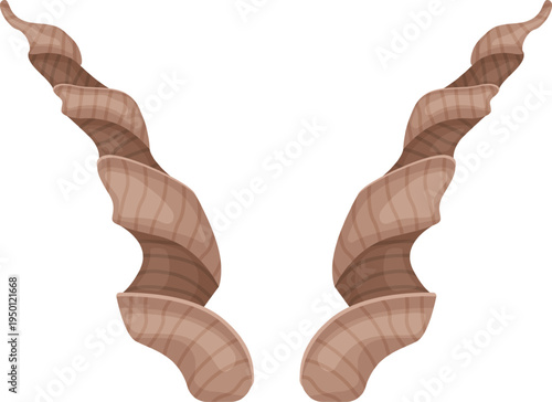 Horns of wild antelope animal on white background