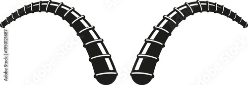 Pair of stylized animal horns for design elements