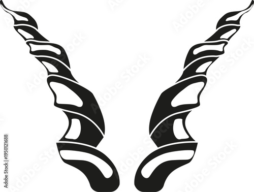 Stylized antelope horns creating a tribal vector design
