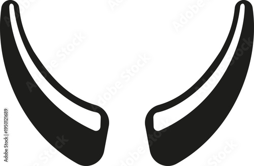 Black devil horns vector icon symbolizing evil power