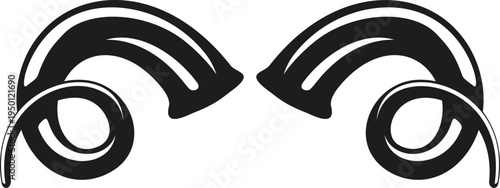 Stylized ram horns abstract black and white vector design