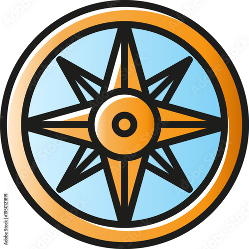 Navigational compass rose icon finding direction and guidance