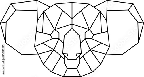 Photography Koala head abstract geometric line art illustration drawing