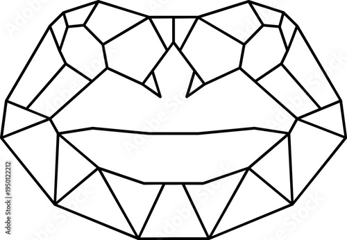 Geometric low poly lips outlining mouth expression