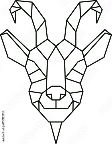 Geometric line art goat head illustration concept