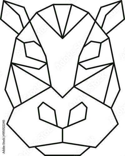Rhinoceros head geometric low poly line art
