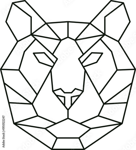 Geometric big cat head polygon line art