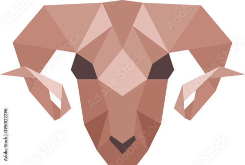 Ram head low poly geometric animal design
