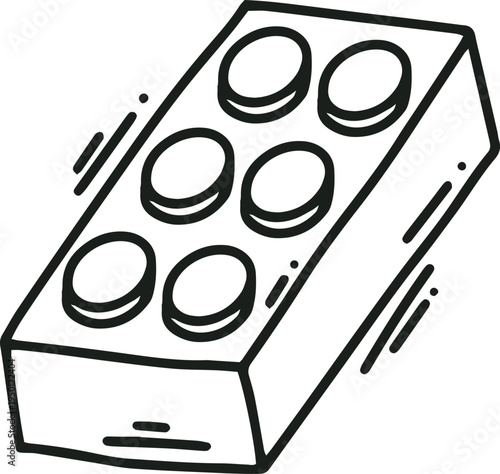 Hand drawn building block toy creating and connecting