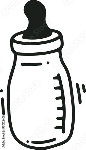 Baby bottle illustration for infant feeding and care