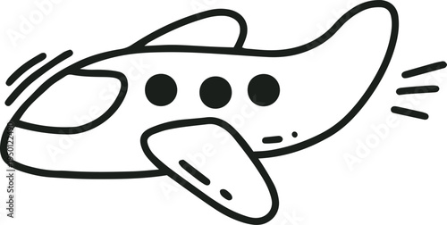 Flying airplane doodle illustrating global travel concept