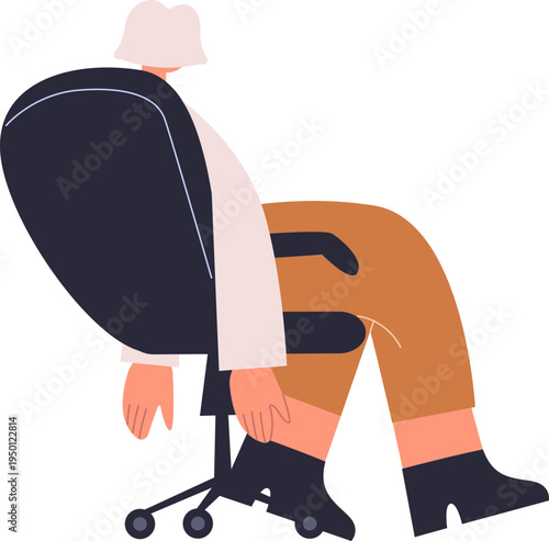 Employee feeling tired and unmotivated sitting in office chair