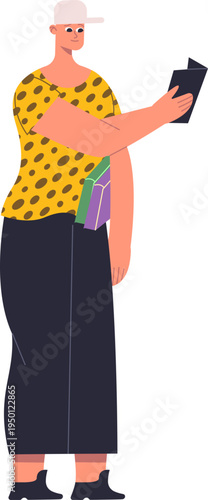 Young person reading book holding school books