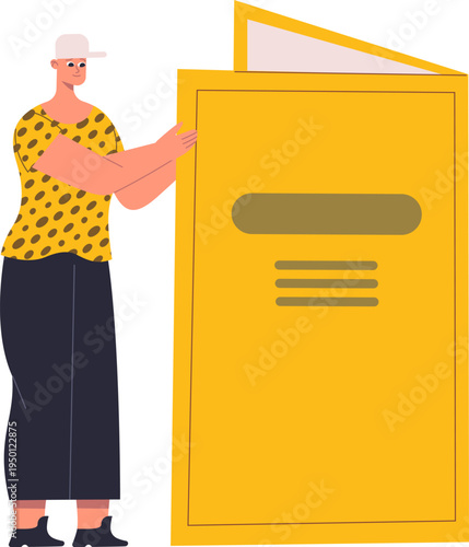 Person opening oversized book discovering new information